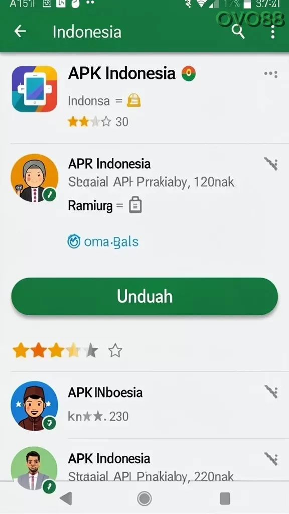 Cuplikan layar 77RP — menu navigasi